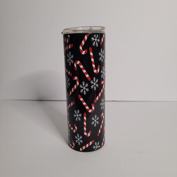 20oz Thermal Cup with Candy Cane & Snowflake Design - Picture 1 of 13